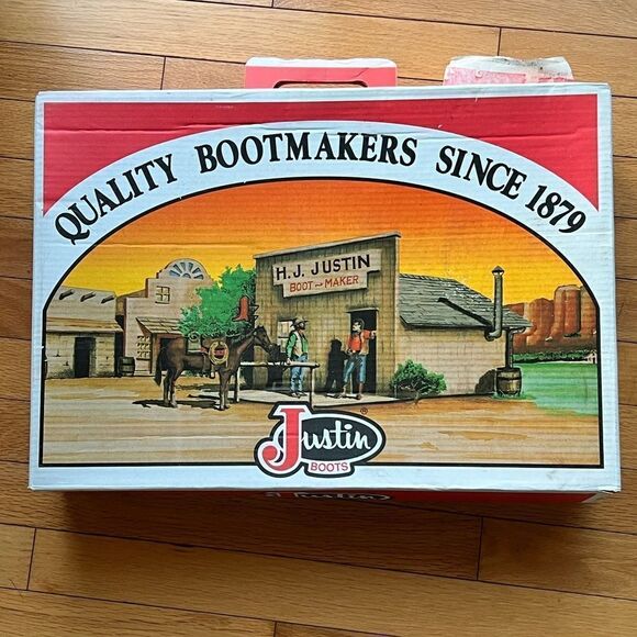 NIB Vintage Justin Men Leather Black Cowboy Western Timeless Sleek Boots Sz 11 - Picture 12 of 14